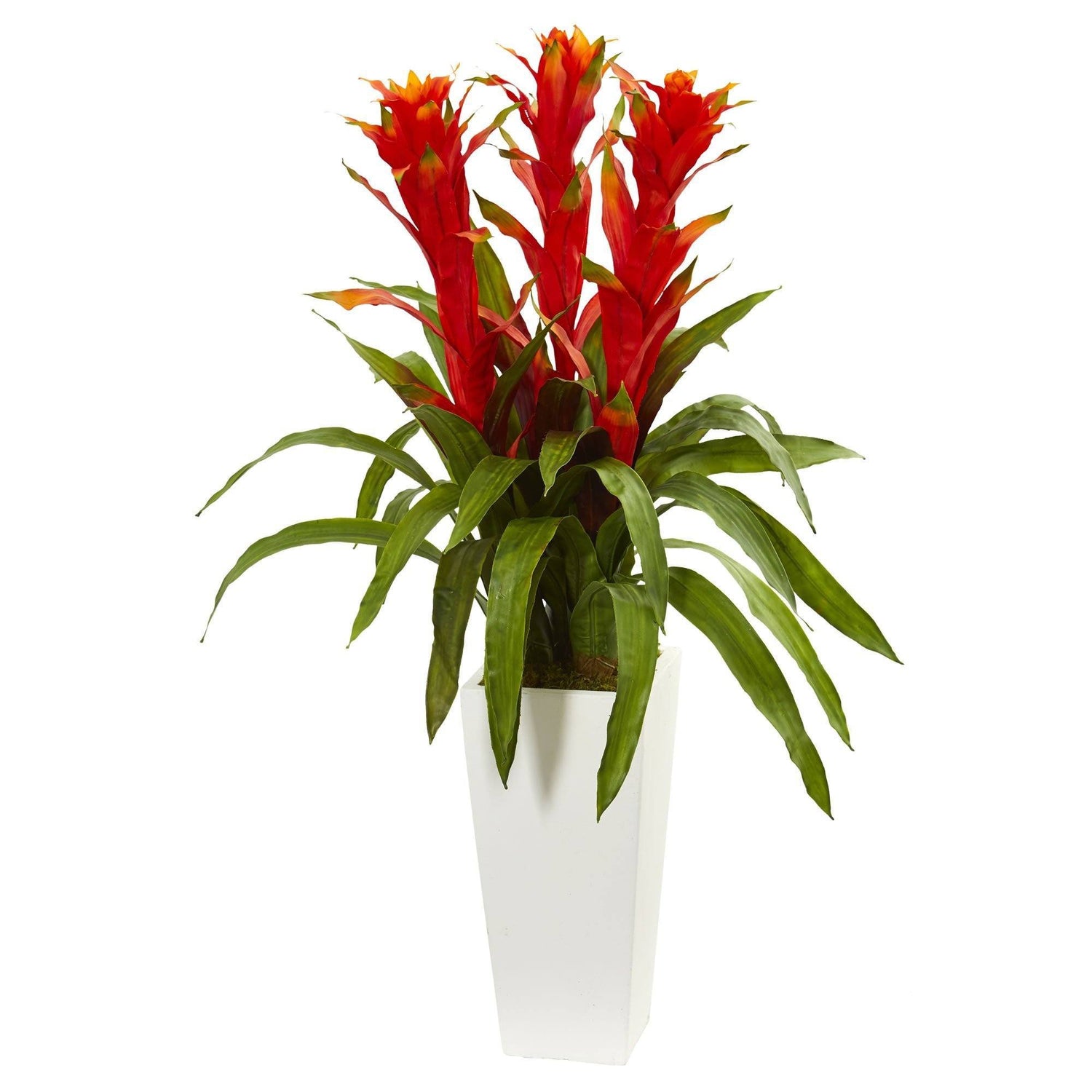 Bromeliad Artificial Plant in White Tower Planter