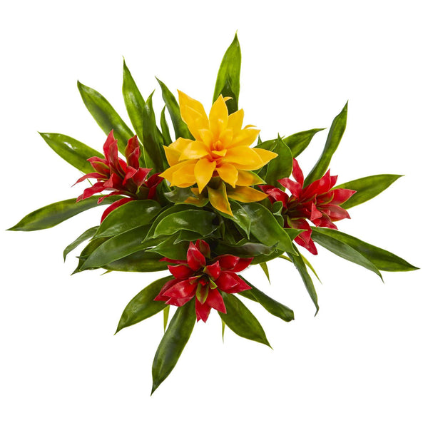 Bromeliad Artificial Plant in White  Vase