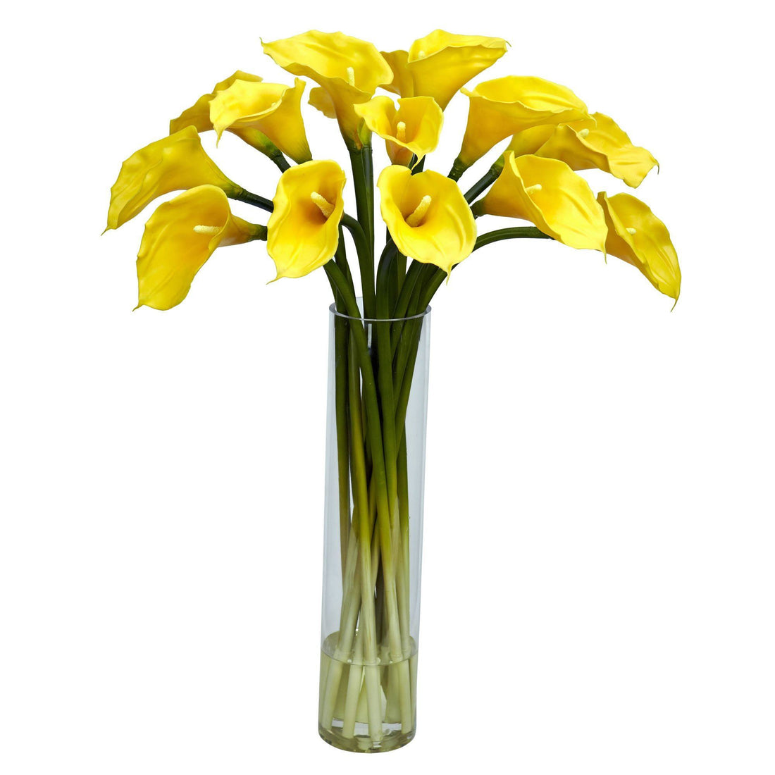 cylinder shaped lilly peace lily Calla Lilly w/Cylinder Silk Flower Arrangement 1251 Nearly Natural