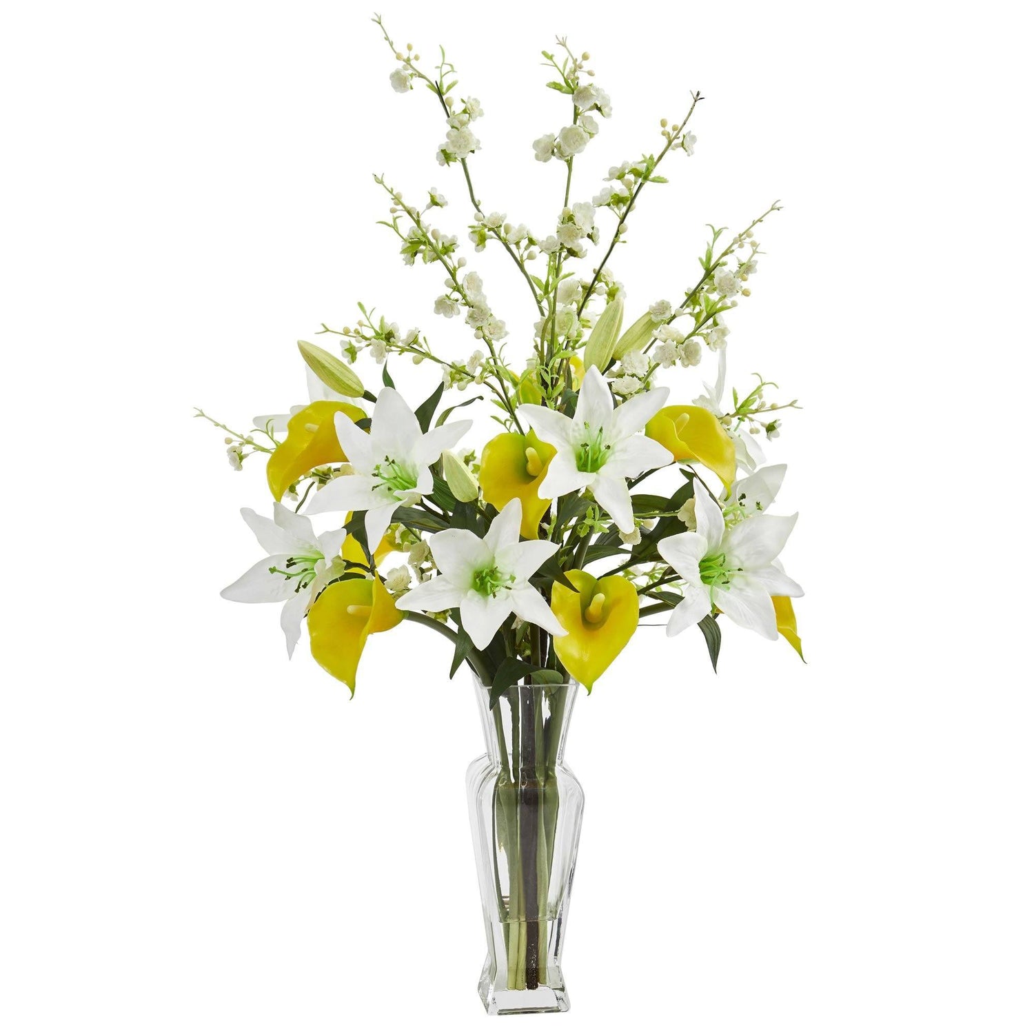 Calla, Lily and Cherry Blossom Artificial Arrangement