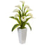Callas with Tropical Leaves in Glossy Planter