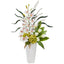 Cymbidium Orchid, Hydrangea and Tulip Artificial Arrangement