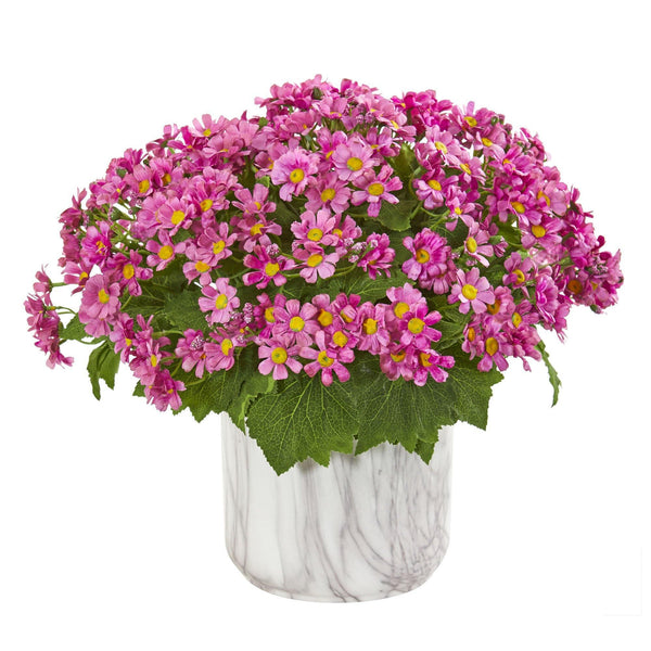 Daisy Artificial Arrangement in Marble Finished Vase