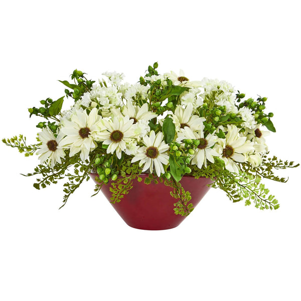 Daisy Artificial Arrangement in White Vase