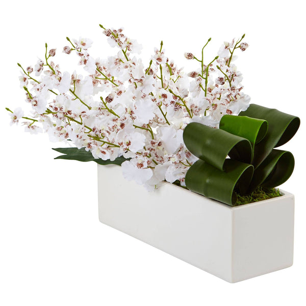 Dancing Lady Orchid in Rectangular Ceramic