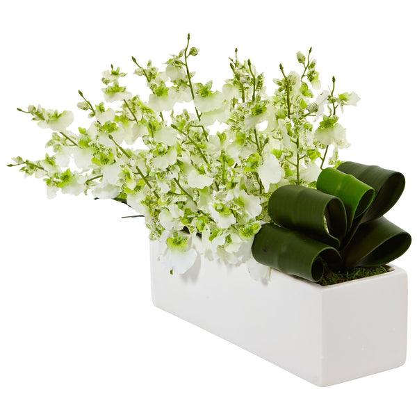 Dancing Lady Orchid in Rectangular Ceramic