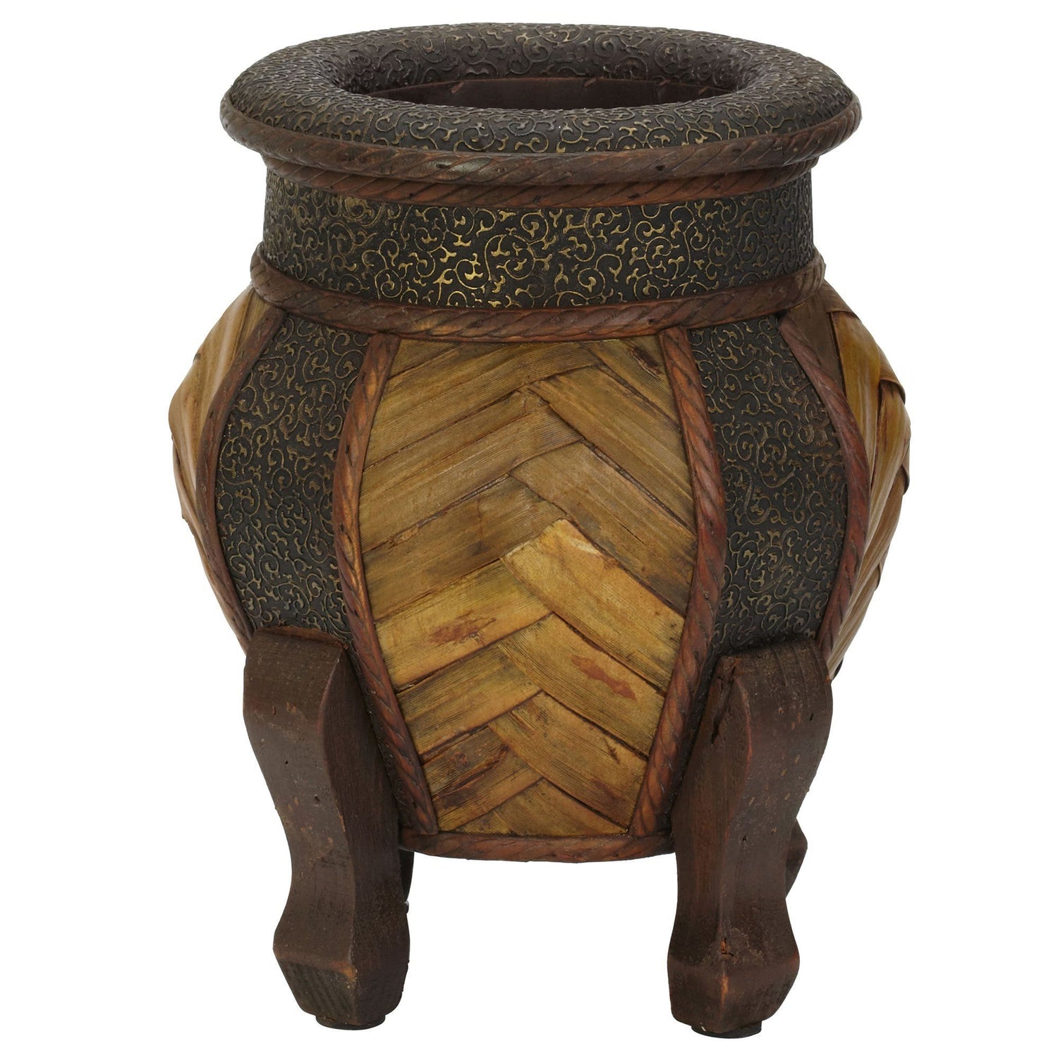 Decorative Rounded Wood Planters (Set of 2)