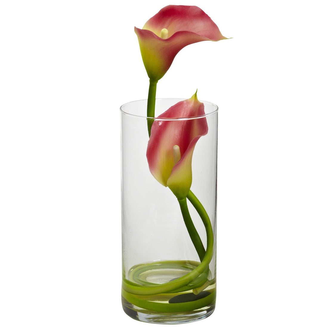 cylinder shaped lilly peace lily Nearly Natural Double Calla Lily with Cylinder (Set of 2)