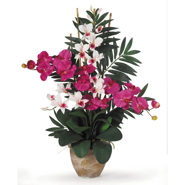 Double Phal/Dendrobium Silk Flower Arrangement