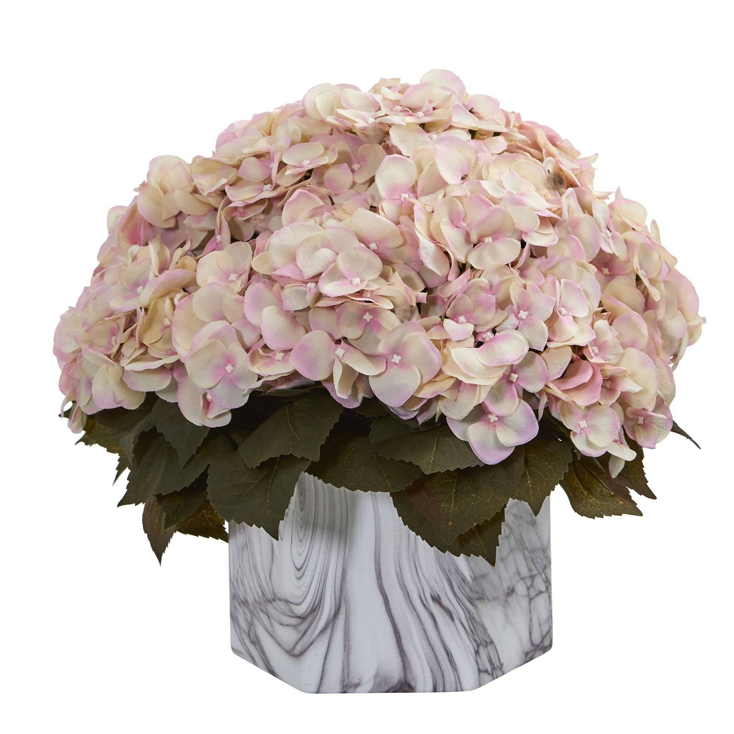 Fall Hydrangea Artificial Plant in Marble Finished Vase
