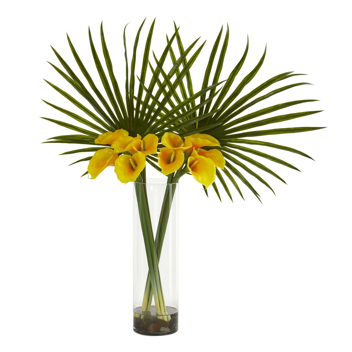 Fan Palm and Calla Lily Artificial Arrangement 1543 Nearly Natural