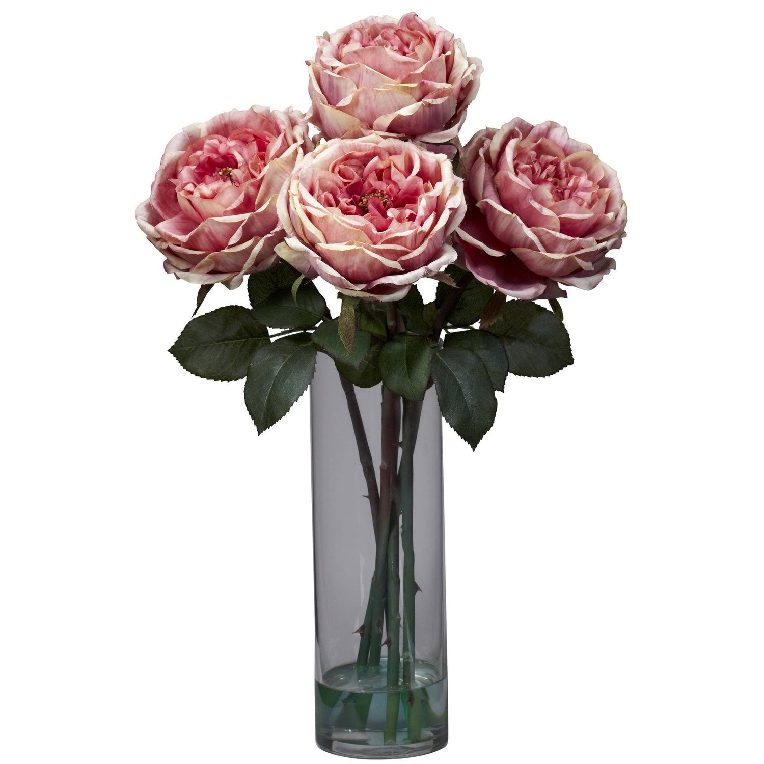 Fancy Rose w/Cylinder Vase Silk Flower Arrangement