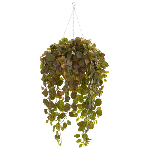 Fittonia Artificial Plant in Hanging Cone Basket (Real Touch)