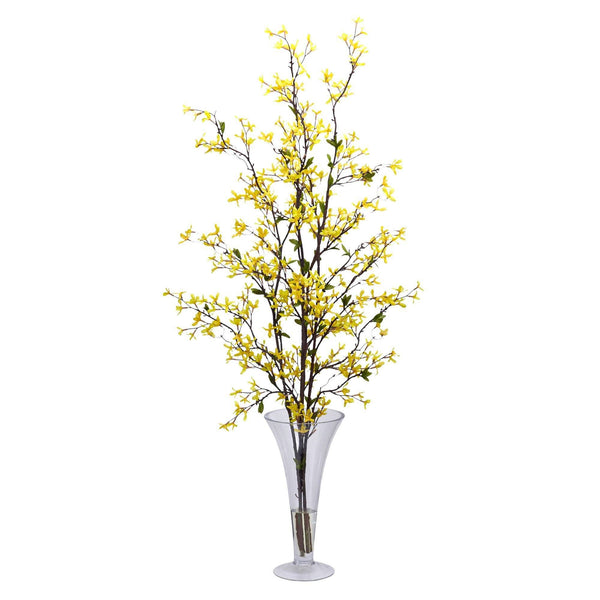Forstyhia w/Vase Silk Flower Arrangement