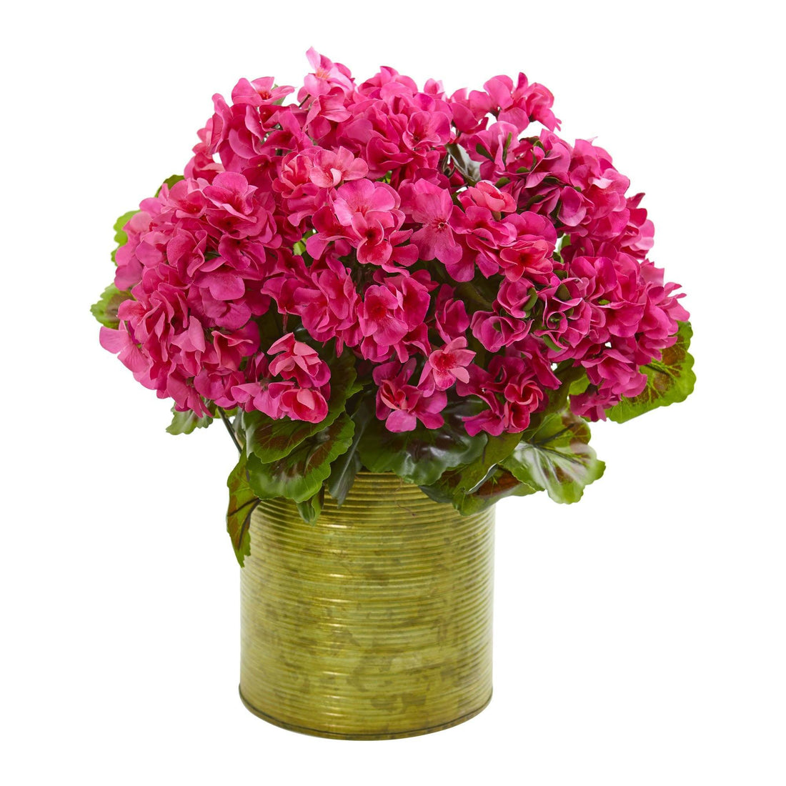 Nearly Natural Geranium Artificial Plant in Metal Planter UV Resistant - Indoor/Outdoor