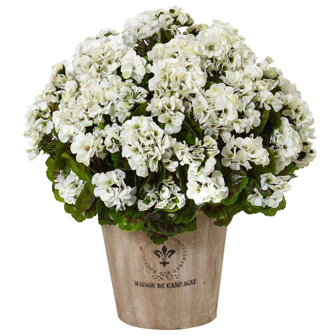 indoor farmhouse plant pots Nearly Natural Geranium in Farmhouse Planter UV Resistant (Indoor/Outdoor)