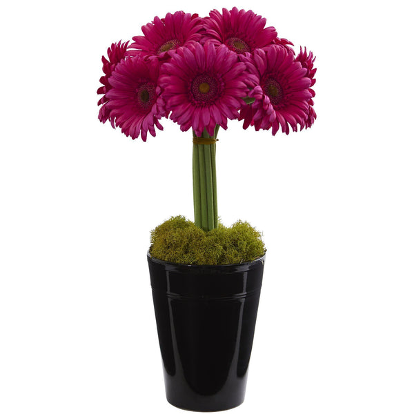Gerber Daisy Artificial Arrangement in Black Vase