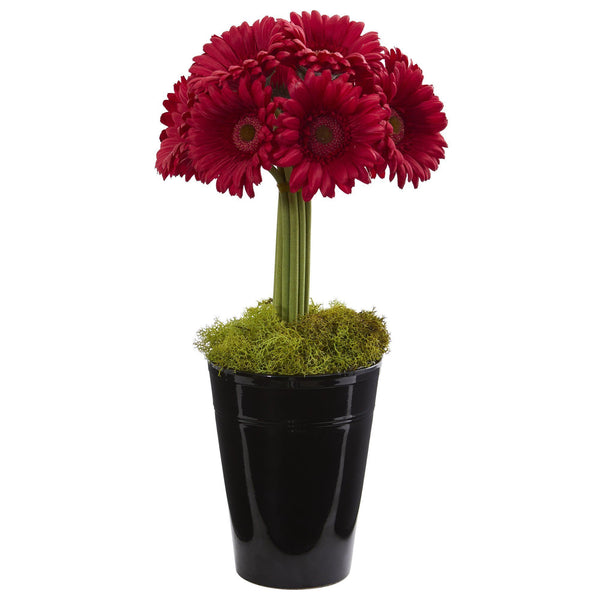 Gerber Daisy Artificial Arrangement in Black Vase