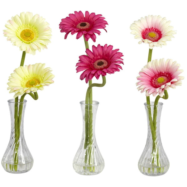 Gerber Daisy w/Bud Vase (Set of 3)