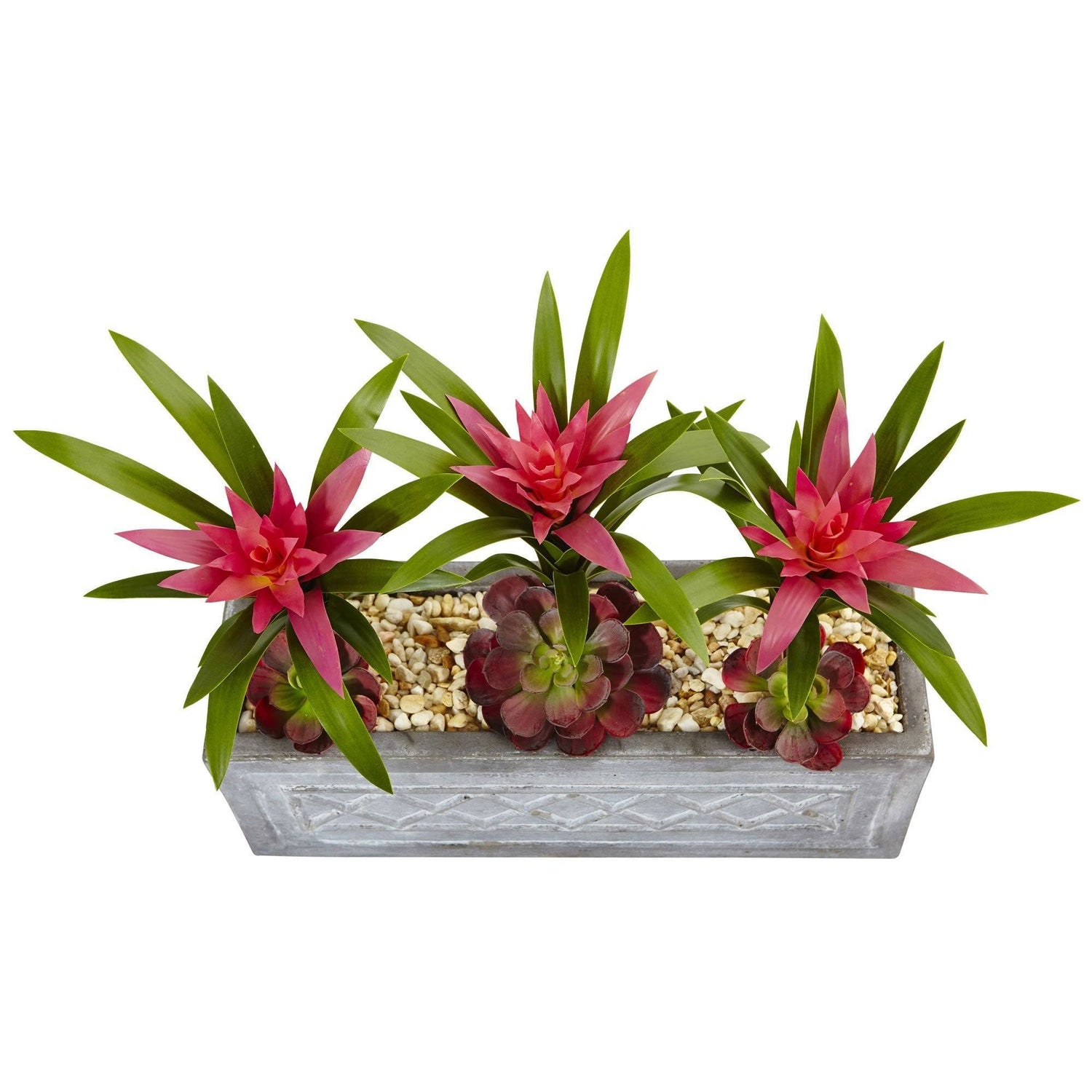 Ginger and Succulent Artificial Plant in Stone Planter