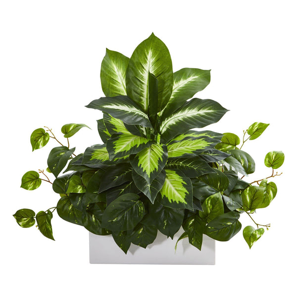 Golden Dieffenbachia & Pothos Artificial Plant