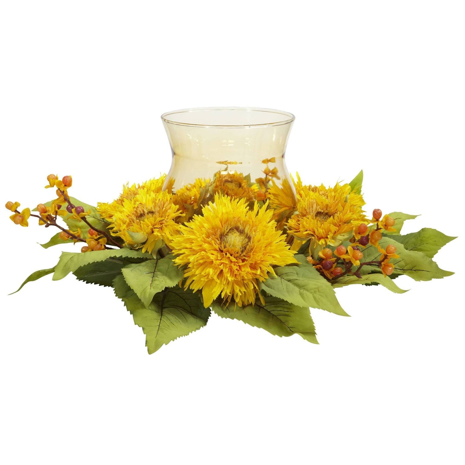 Nearly Natural Golden Sunflower Candelabrum Silk Flower Arrangement