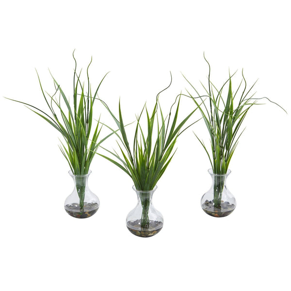 Grass Artificial Plant in Vase (Set of 3)
