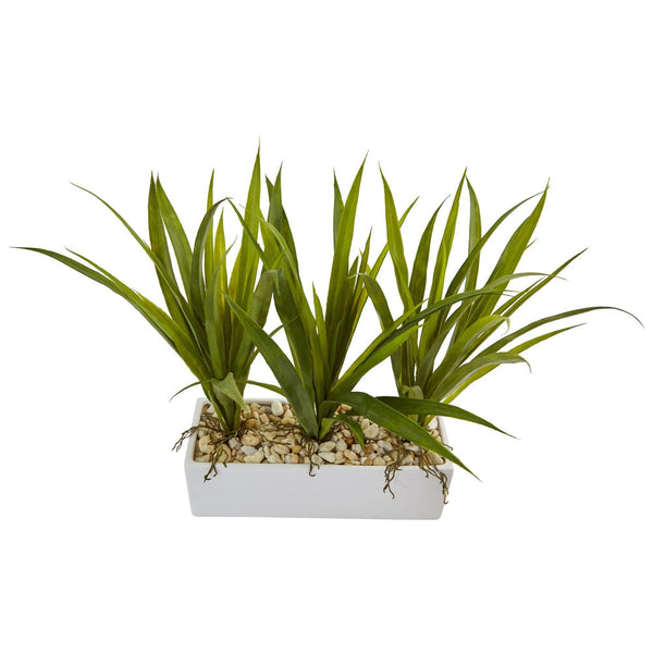 Grass Pot Rectangular Grass in Rectangular Planter | Nearly Natural