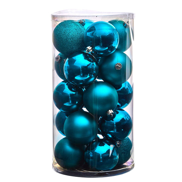 Holiday Christmas 20 Count 3” Shatterproof Ornament Set with Re-Useable Storage Container