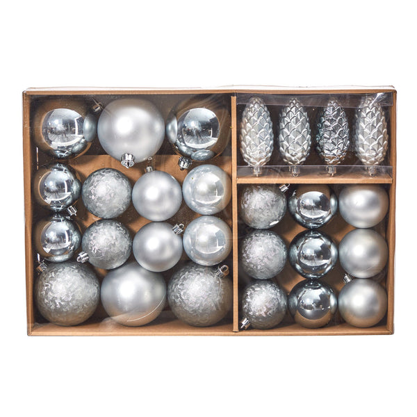Holiday Christmas 23 Count Lux Shatterproof Ornament Set with Re-Usable Storage Container