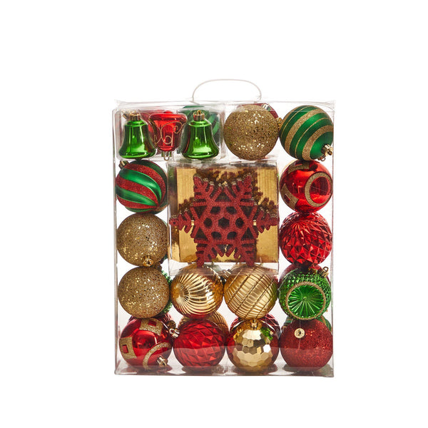 Holiday Deluxe Shatterproof, 50 Count Christmas Tree Ornament Box Set, Reusable Container