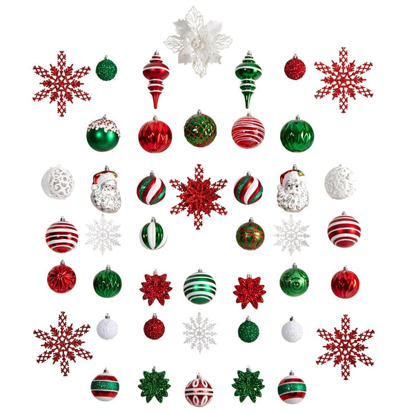 Holiday Deluxe Shatterproof, 70 Count Christmas Tree Ornament Box Set, Re-Useable Container