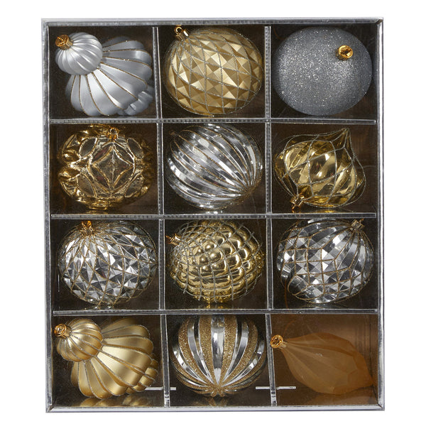 Holiday Lux Shatterproof, 12 Count Christmas Tree Ornament Set, 100mm with Re-Useable Box