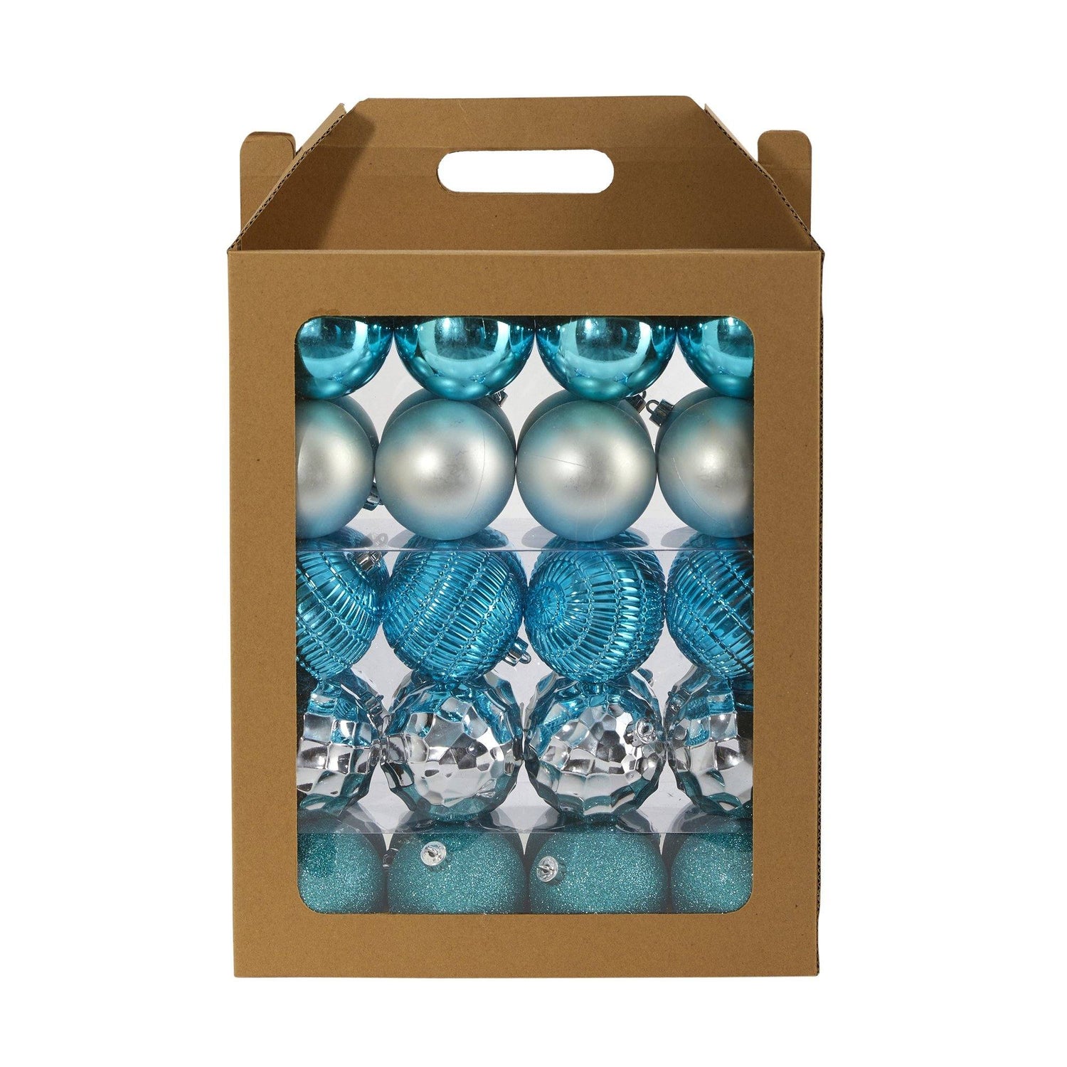 Holiday Shatterproof, 40 Count Christmas Tree Ornament Box Set, 80mm with Re-Useable Box