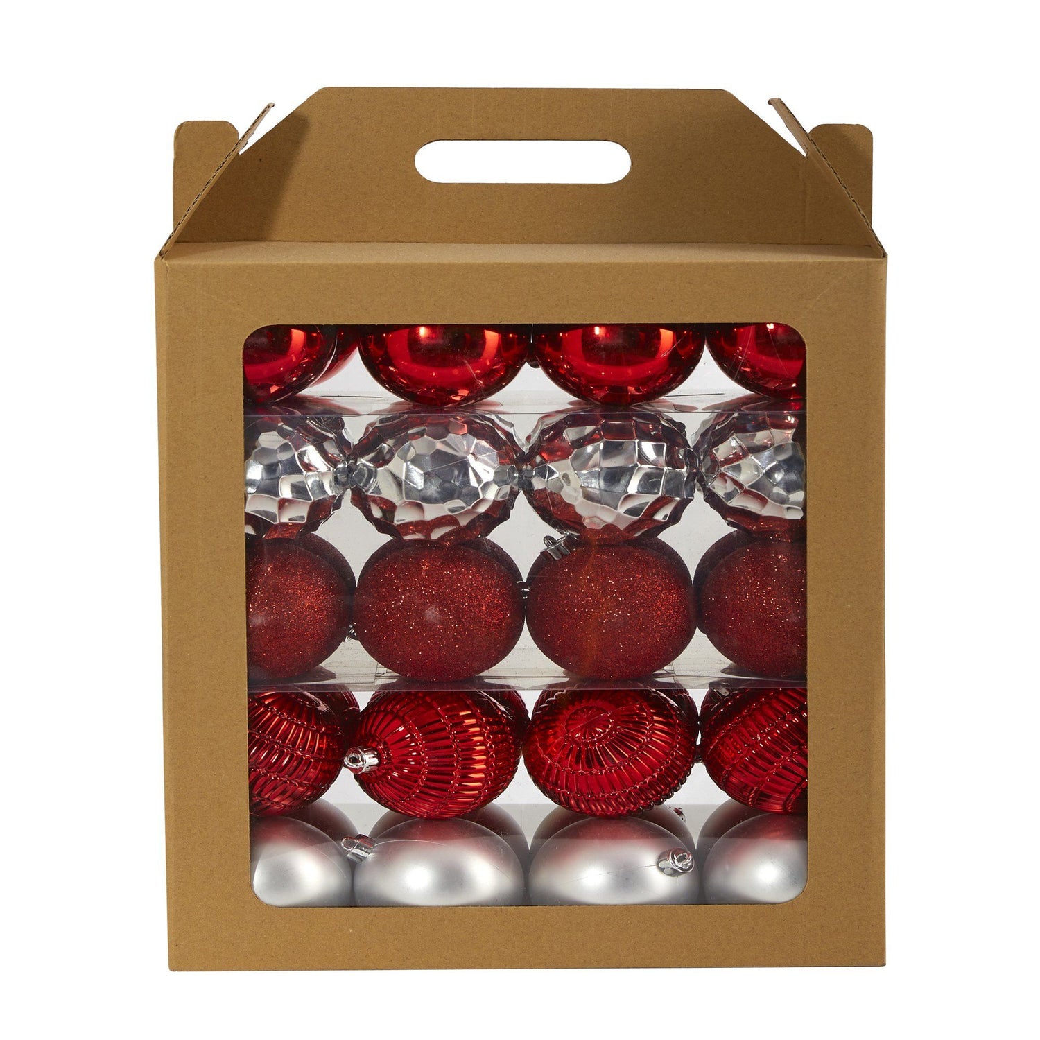 Holiday Shatterproof, 40 Count Christmas Tree Ornament Box Set, 80mm with Re-Useable Box