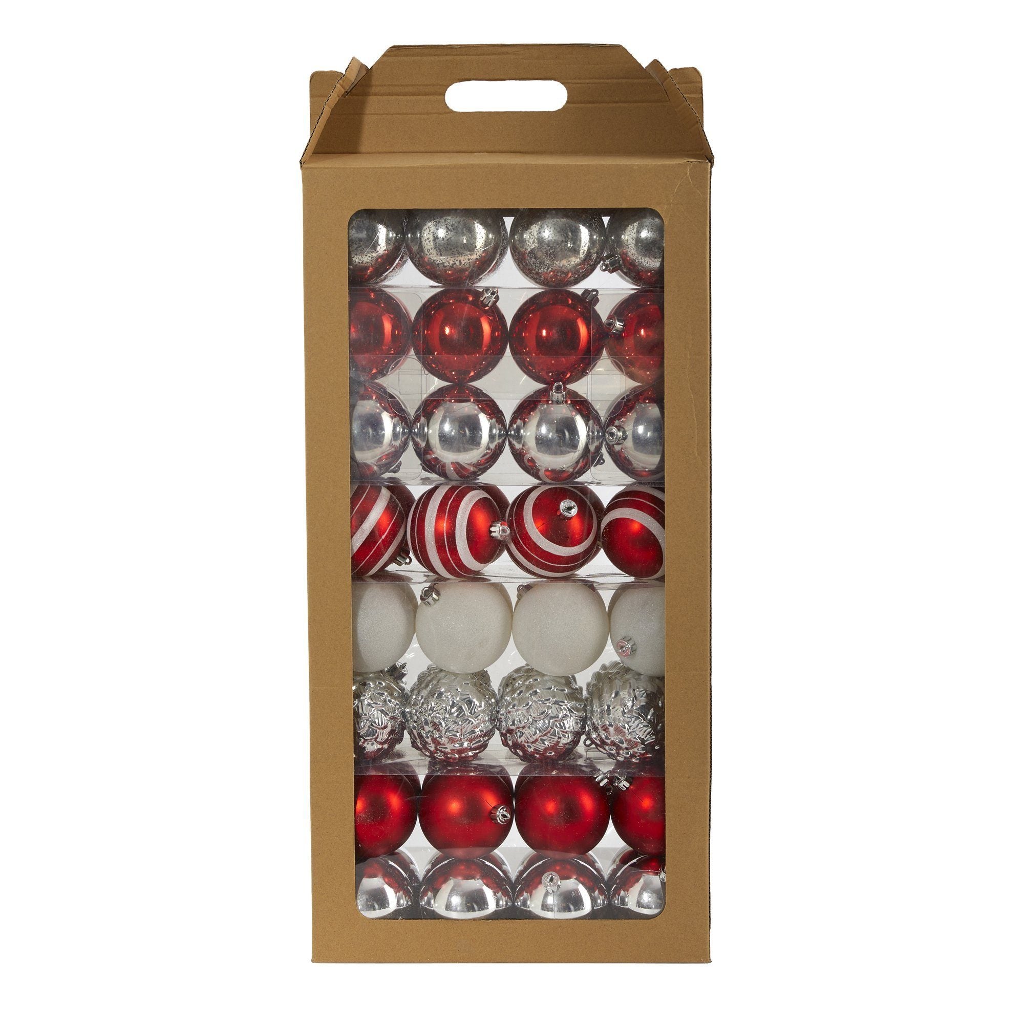 Holiday Shatterproof, 64 Count Christmas Tree Ornament Set, 80mm