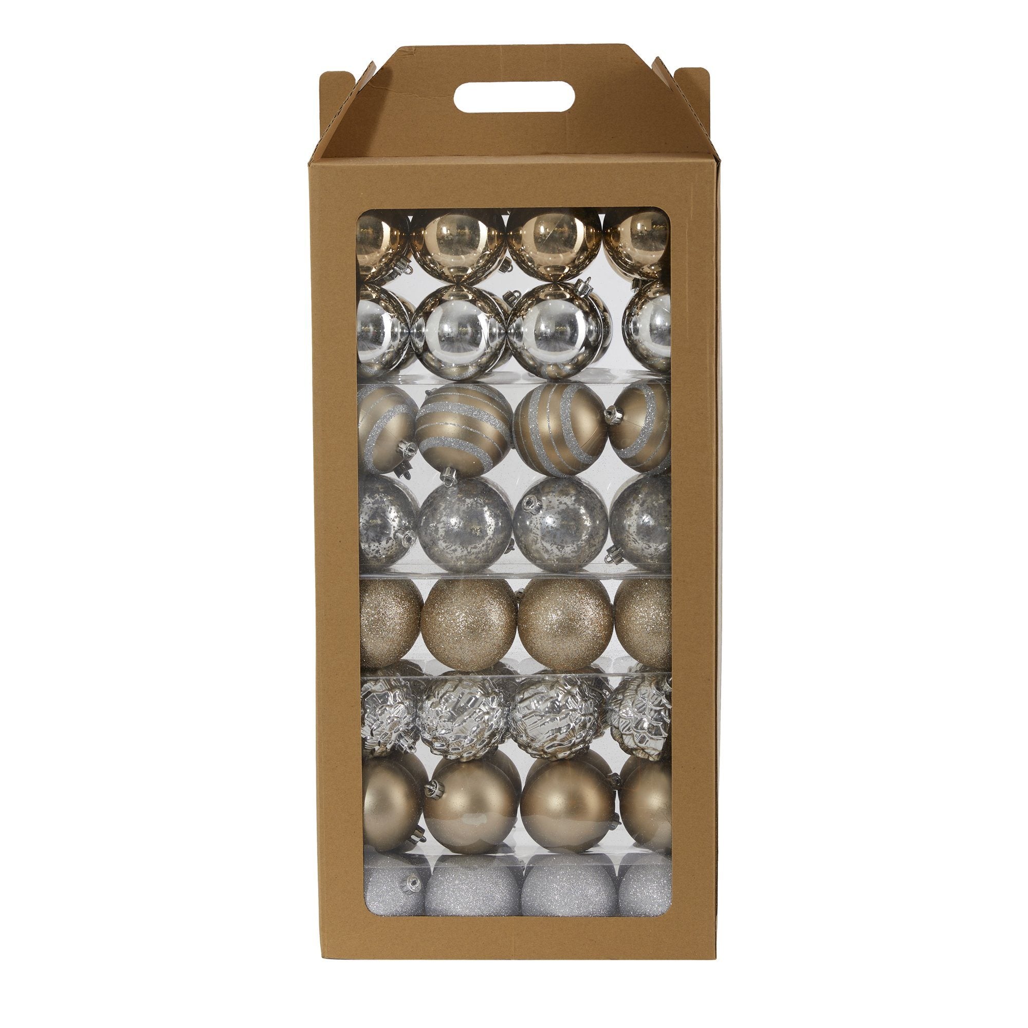 Holiday Shatterproof, 64 Count Christmas Tree Ornament Set, 80mm