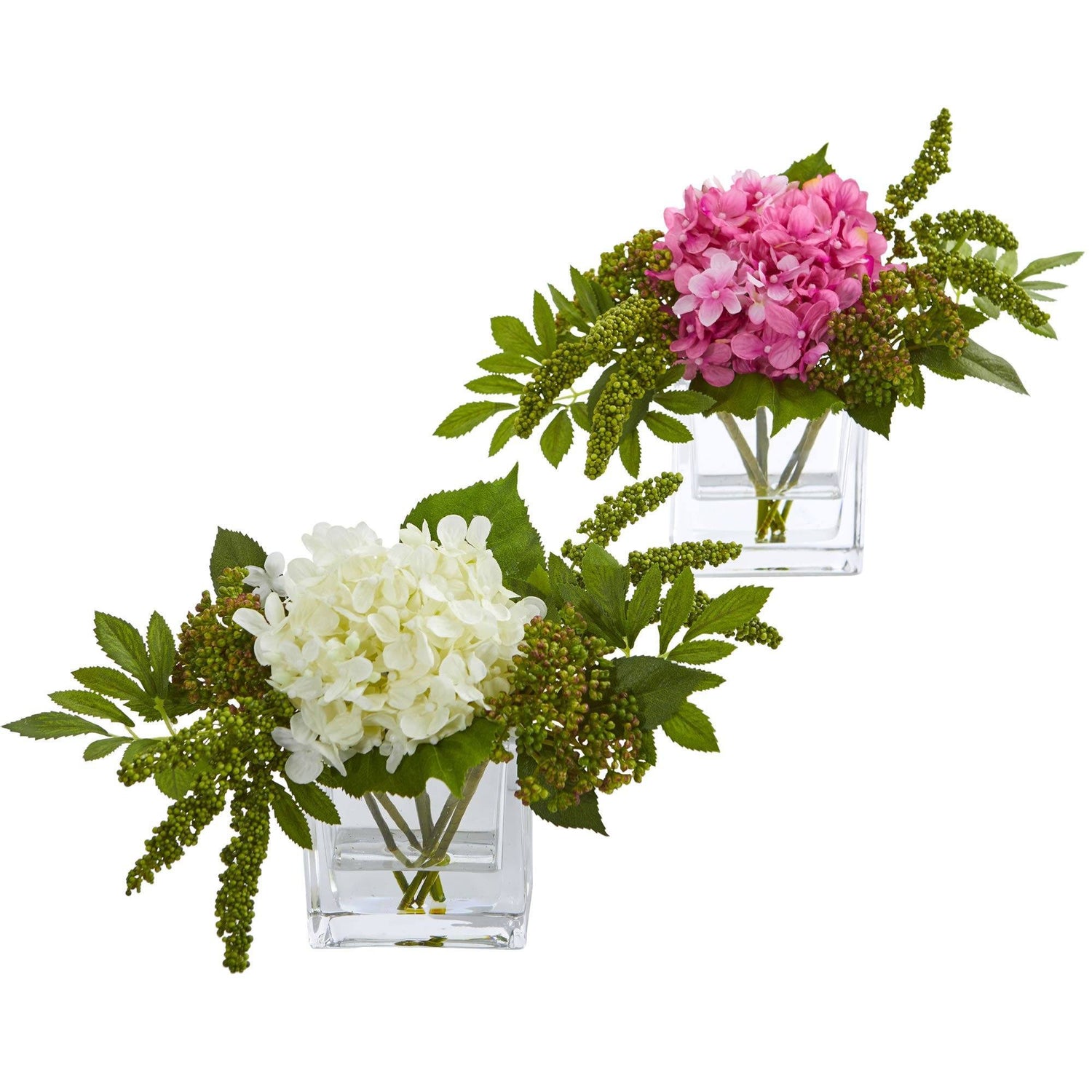 Hydrangea Artificial Arrangement in Vase (Set of 2)