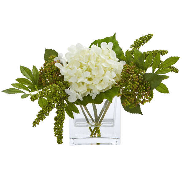 Hydrangea Artificial Arrangement in Vase (Set of 2)