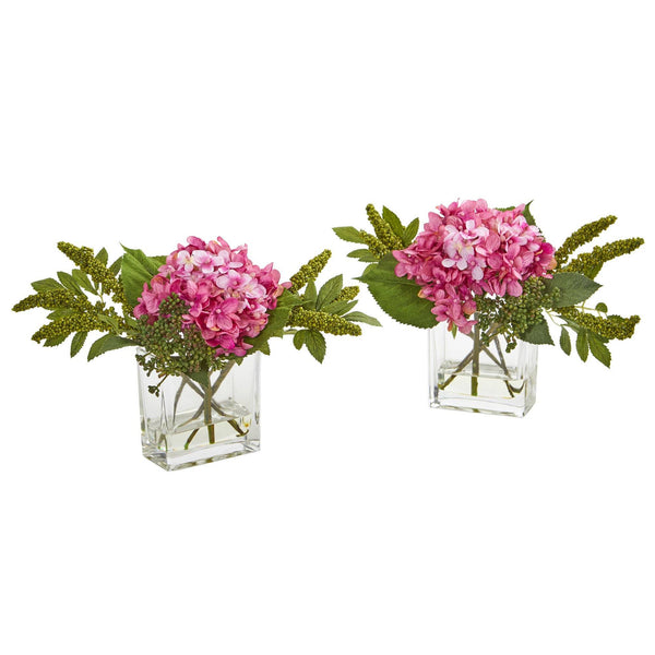 Hydrangea Artificial Arrangement in Vase (Set of 2)