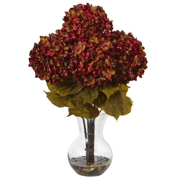 Silk Flower Arrangement - Hydrangea with Vase