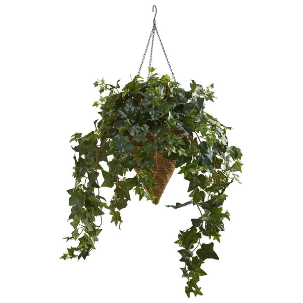 Ivy Artificial Plant in Cone Hanging Basket Basket