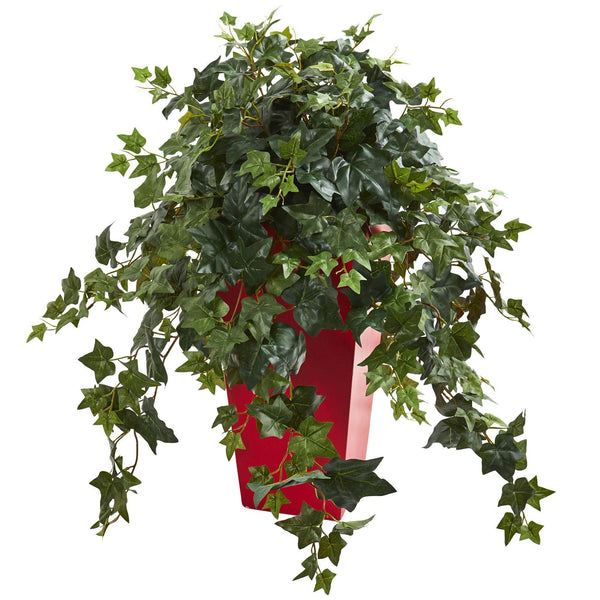 Ivy Artificial Plant in Red Planter