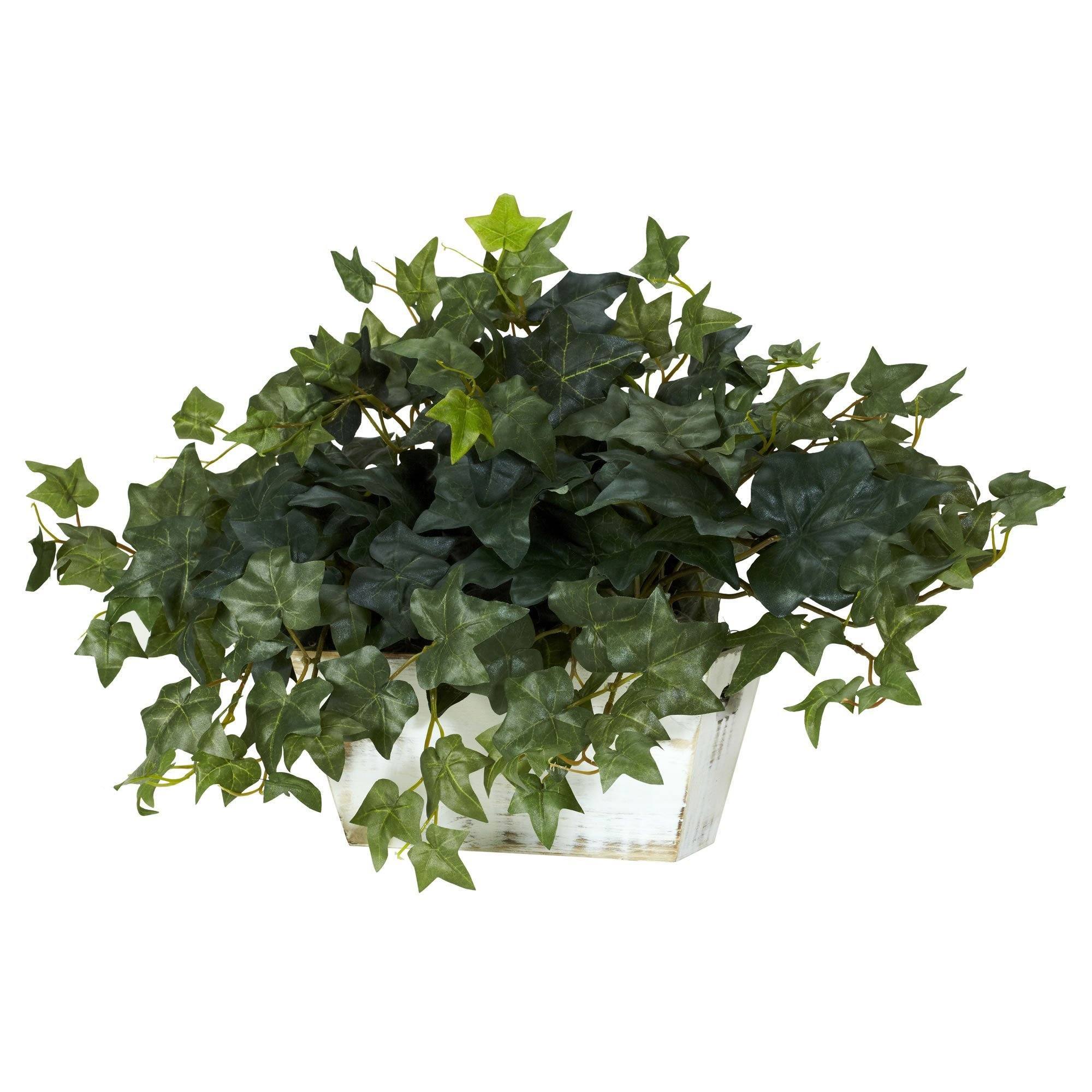Nearly Natural Ivy with White Wash Planter Silk Plant