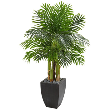 Kentia Palm Artificial Tree in Black Planter | Nearly Natural
