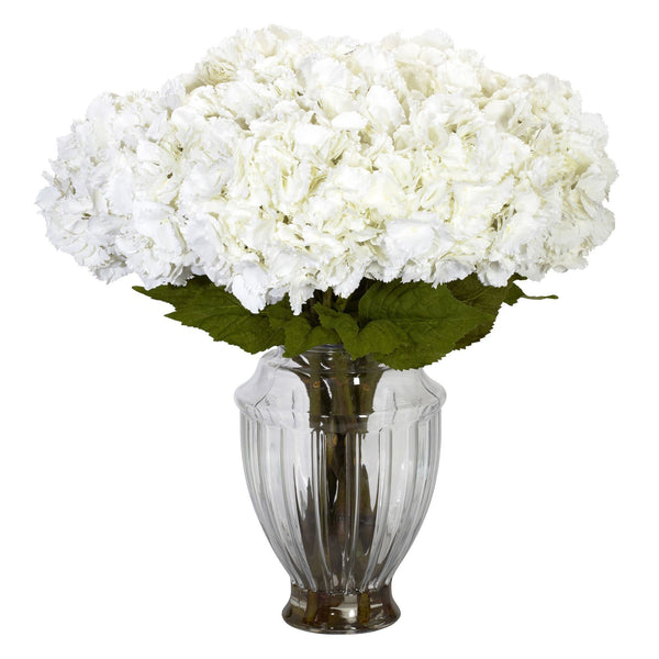 Large Hydrangea w/European Vase Silk Flower Arrangement