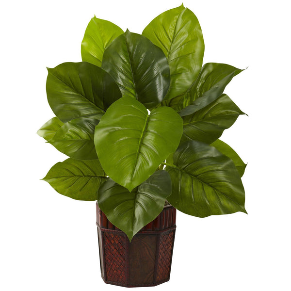 Large Leaf Philodendron w/Decorative Planter (Real Touch)