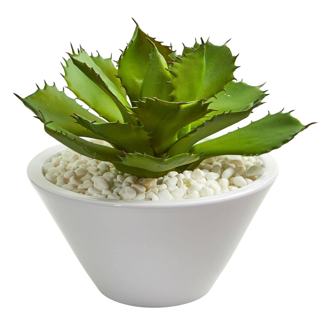 Large Succulent Artificial Plant in White Bowl | Nearly Natural