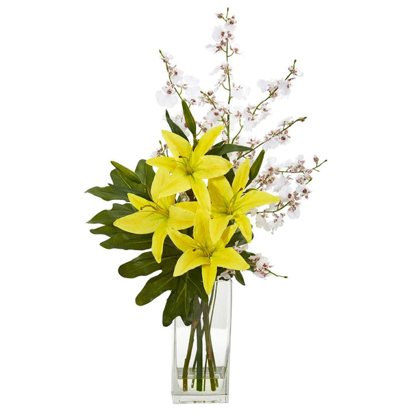 Lily and Dancing Lady Orchid Artificial Arrangement