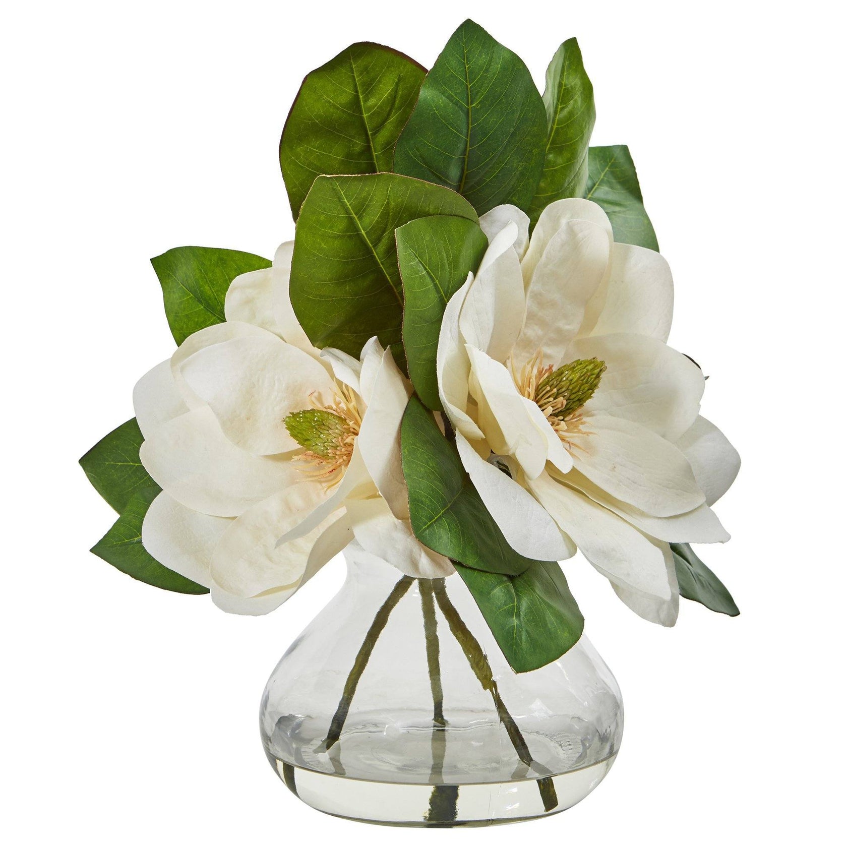 Magnolia Artificial Arrangement in Glass Vase Nearly Natural